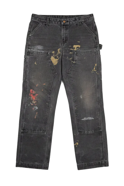Black Paint Splatter Double Knee