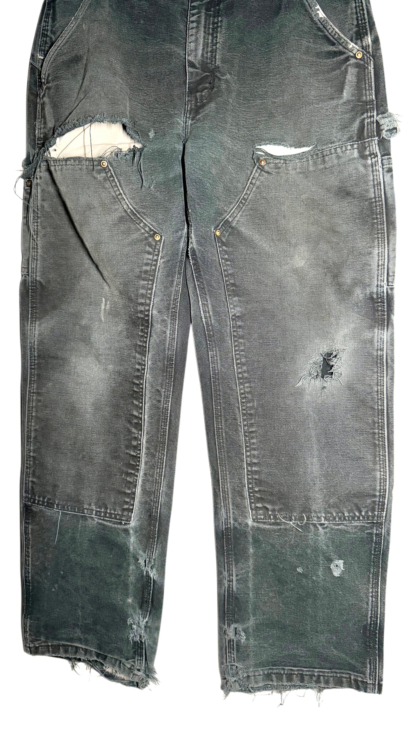 Crazy Vintage Faded Blown Out Black Carhartt Double Knee