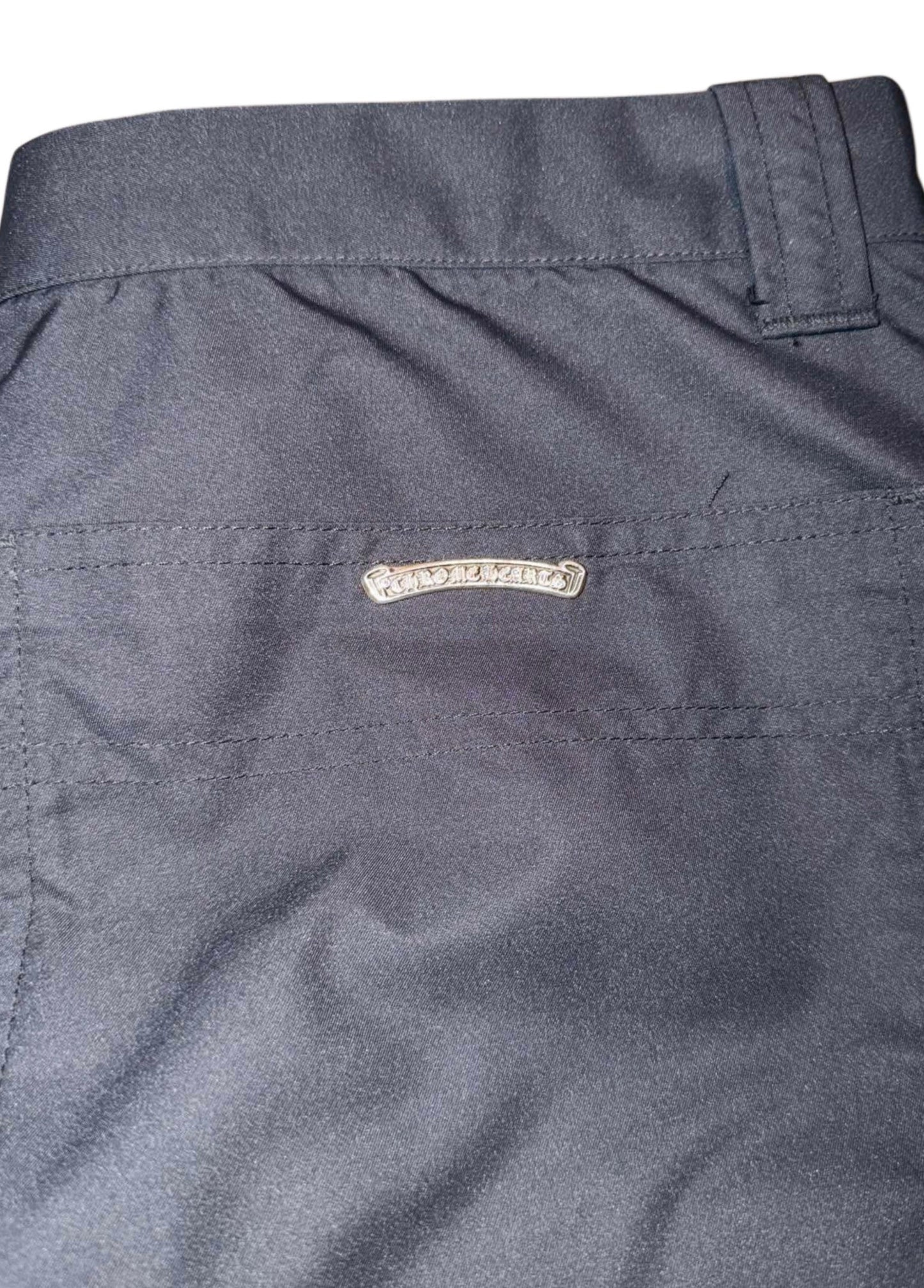 Chrome Hearts Navy/Black Nylon & Leather Carpenter Pants